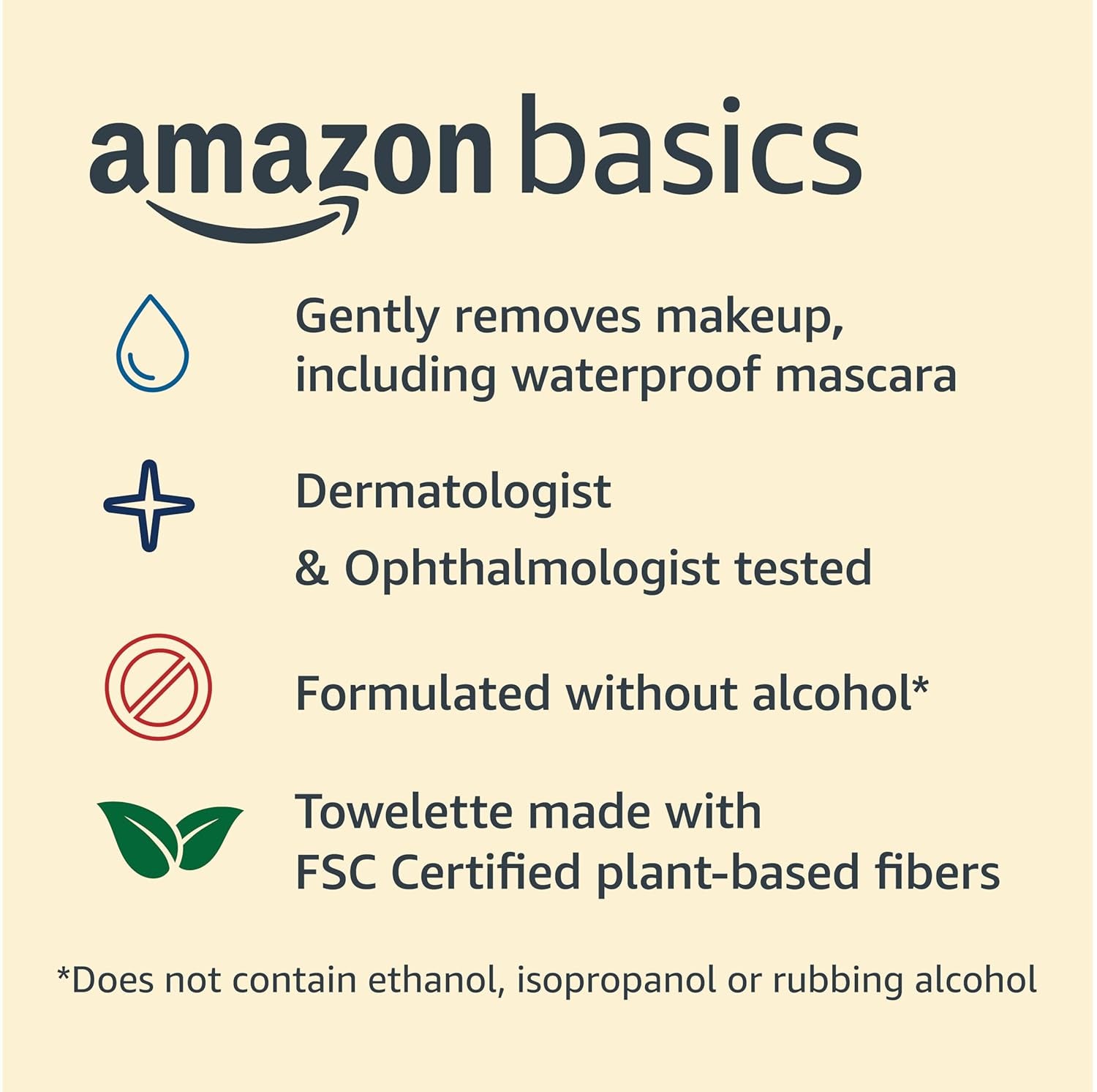 Makeup Remover Wipes, Fragrance- and Alcohol-Free, Gentle Cleansing, Removes Waterproof Mascara, Dermatologist Tested, 25 Count, Pack of 2 (Previously Solimo)