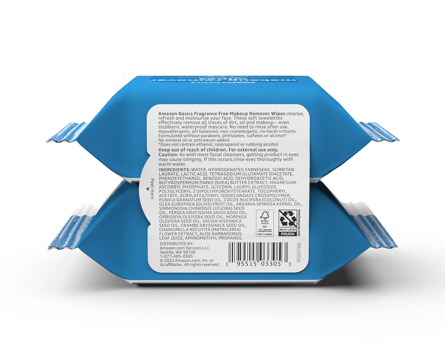 Makeup Remover Wipes, Fragrance- and Alcohol-Free, Gentle Cleansing, Removes Waterproof Mascara, Dermatologist Tested, 25 Count, Pack of 2 (Previously Solimo)